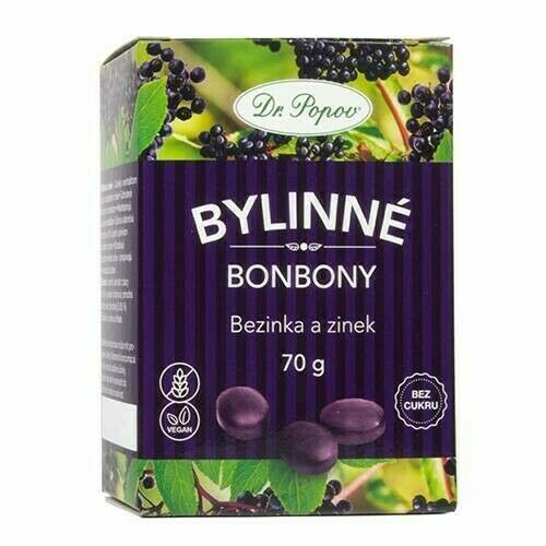 Dr.Popov Bonbony Bezinka a zinek 70g porovnat ceny