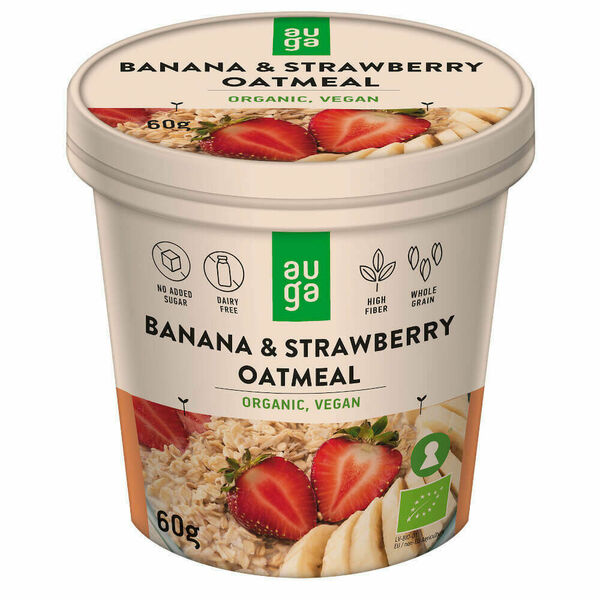 Auga Organic Oatmeal, bio ovesná kaše s banánem a jahodami, 60g porovnat ceny