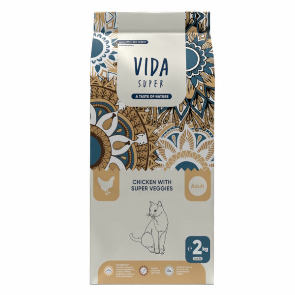 KRAFTIA Vida Super Adult Chicken&Veggies Granule pro kočky 1 ks, Hmotnost balení: 2 kg porovnat ceny