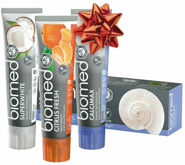 SPLAT  Vánoční Biomed Trio Superwhite & Citrus Fresh & Calcimax zubní pasty 3x100g porovnat ceny