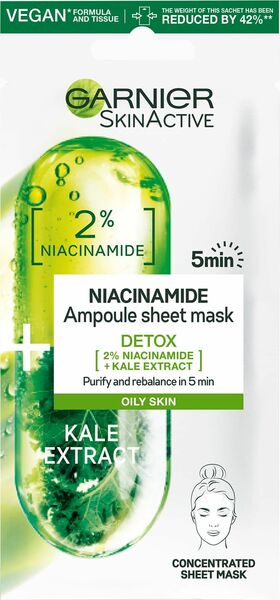 Garnier Skin Naturals síla ampulí v textilní masce s niacinamidem a extraktem z kapusty 15g porovnat ceny