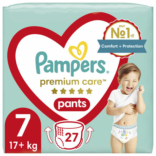 Pampers Premium Care Pants Plenkové kalhotky vel. 7, 17+ kg, 27 ks porovnat ceny