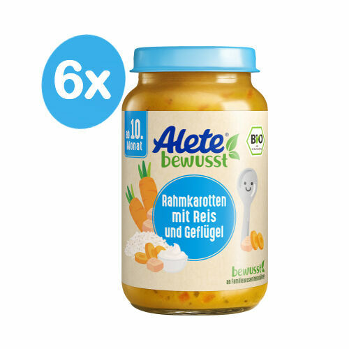 Alete BIO Příkrm mrkev na smetaně s rýží a krůtím masem 10m+ 6x220 g porovnat ceny