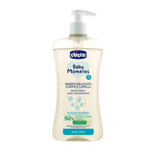 CHICCO Šampon jemný na vlasy a tělo s dávkovačem Baby Moments 92 % přírodních složek 500ml porovnat ceny