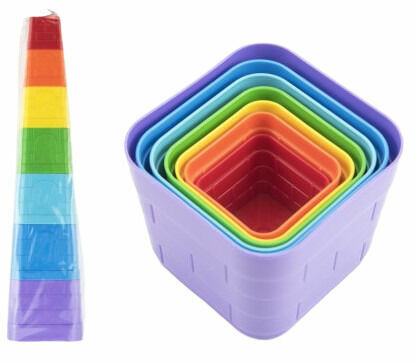 Teddies Kubus pyramida skládanka plast hranatá barevná v sáčku 12m+,7ks porovnat ceny