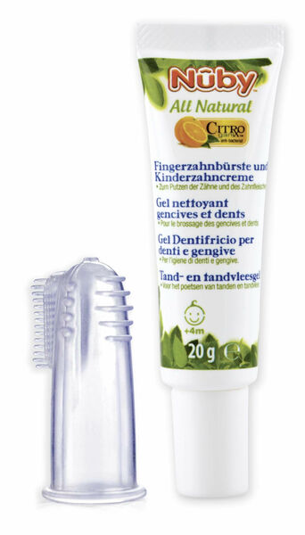 NUBY Zubní gel s citroganixem 20 g + kartáček na prst 4m+ porovnat ceny