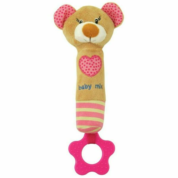 Baby Mix Dětská pískací plyšová hračka s kousátkem medvídek růžový porovnat ceny