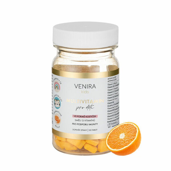 VENIRA kids Multivitamin pro děti ve formě kostiček, příchuť pomeranč, 120ks porovnat ceny