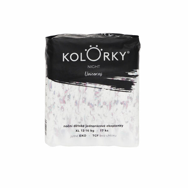 KOLORKY NIGHT - jednorožci - XL (12-16 kg) - 17 ks - noční jednorázové eko plenky porovnat ceny