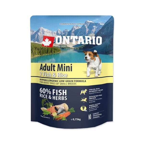 Ontario Adult Mini Fish&Rice granule 0,75 kg porovnat ceny