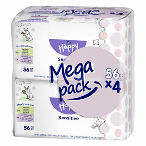 HAPPY Mega Pack Čistící vlhčené ubrousky Sensitive 56x4ks 224 ks porovnat ceny