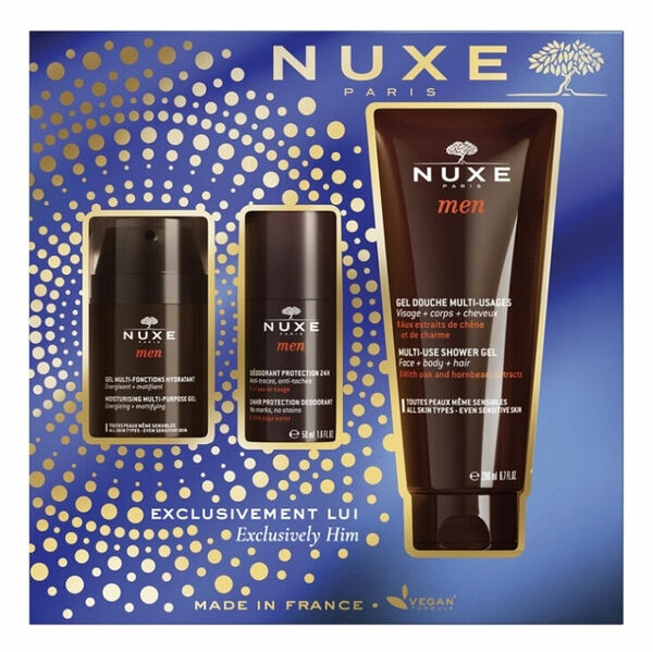 NUXE Exclusively Him Sprchový gel 200 ml + pleťový gel 50 ml + roll-on 50 ml Dákové balení porovnat ceny