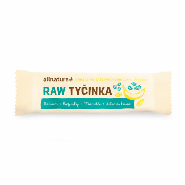 ALLNATURE Ovocná tyčinka rozinky, mandle, banán, zelená káva 45 g porovnat ceny