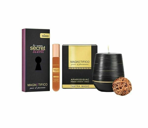 MAGNETIFICO Pheromone Secret Scent parfém pro ženy 20 ml + svíčka Tantra Magic 200 g porovnat ceny