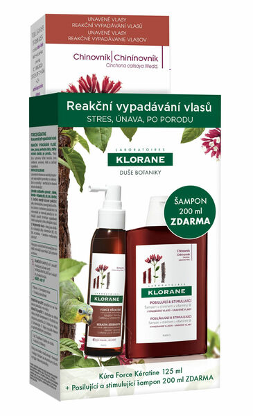 KLORANE Reakční vypadávání vlasů Force Kératine 125 ml + Šampon s chininem 200 ml porovnat ceny