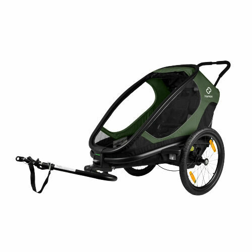 Hamax Outback One - jednomístný vozík za kolo vč. ramena + kočárkový set - Green/Black, polohovací porovnat ceny