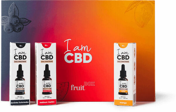 I am CBD Dárkový Fruit box - 3x Full Spectrum CBD kapky 15% ochucené porovnat ceny
