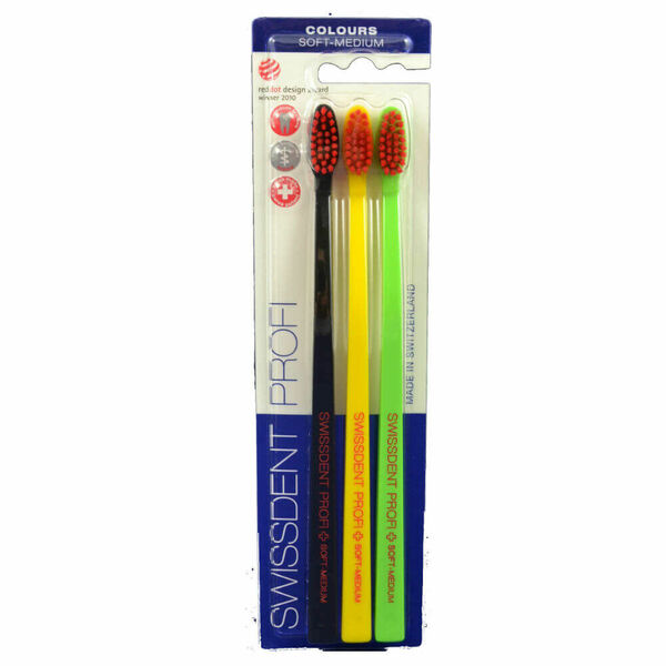 SWISSDENT COLOURS zubní kartáčky Medium Soft 3 ks porovnat ceny