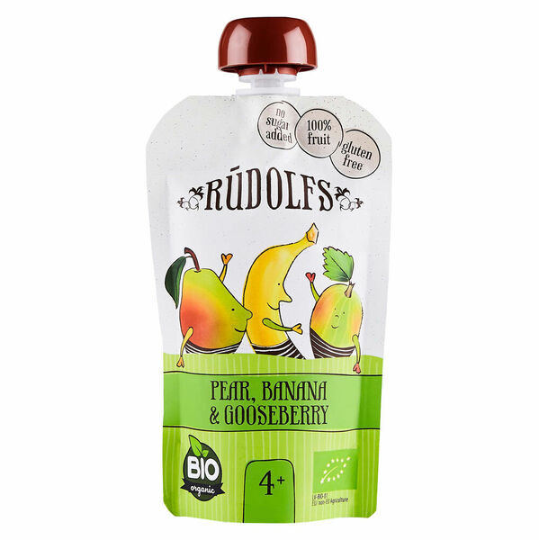 RUDOLFS Bio kapsička hruška, banán, angrešt 4m+ 110 g porovnat ceny