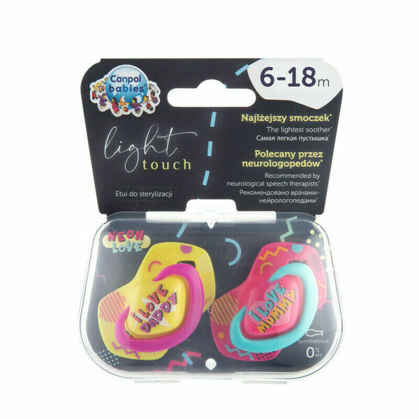 Canpol babies Light Touch Neon Love set dudlíků 6-18 měsíců růžový 2ks porovnat ceny