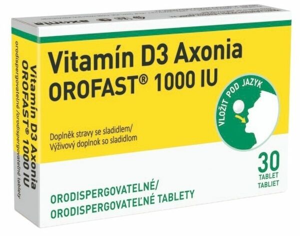Vitamin D3 AXONIA OROFAST 1000IU orodispergovatelné tablety 30ks porovnat ceny