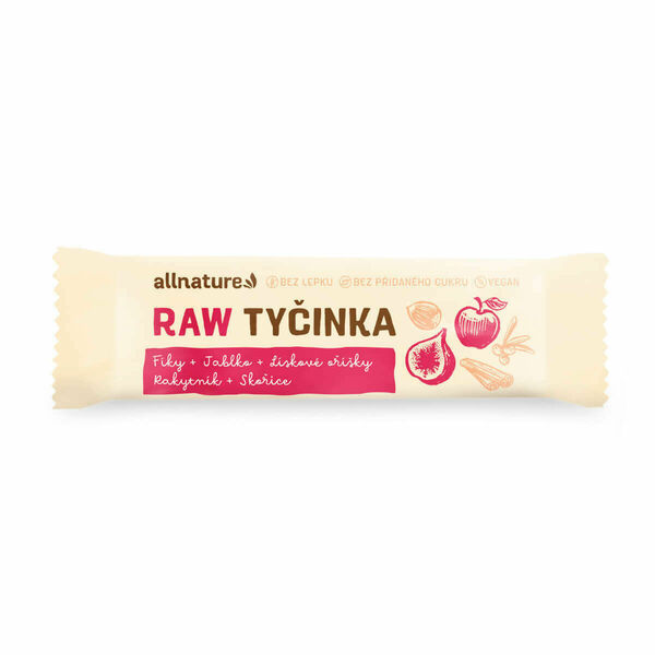 Allnature Bezlepková ovocná tyčinka fíky, jablka, rakytník,lískové ořechy,skořice 20x45g porovnat ceny