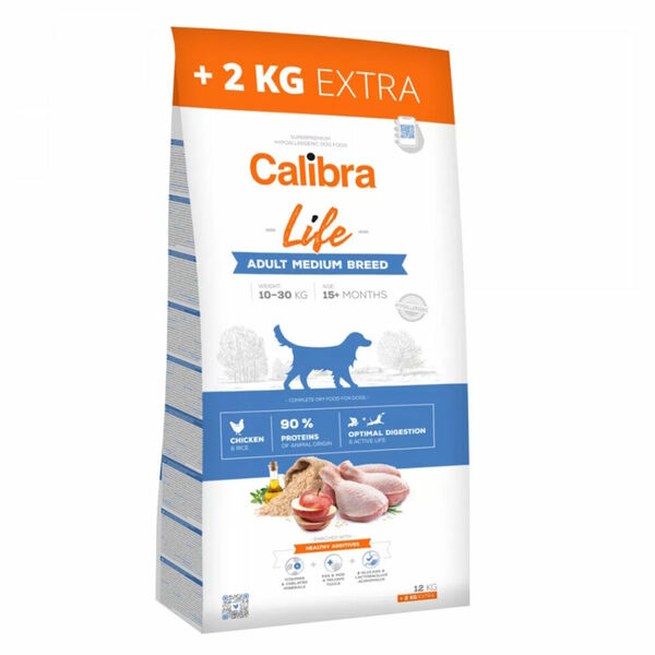 CALIBRA Life Adult Medium Breed Chicken granule pro psy 12+2 kg porovnat ceny