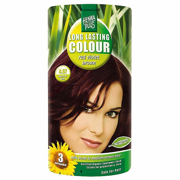 HENNA PLUS Přírodní barva na vlasy ČERVENĚ FIALOVĚ HNĚDÁ 4.67 100 ml porovnat ceny