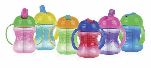 Nuby  Hrneček netekoucí s ouškama a tvrdým náustkem s odnímatelným vnitřním brčkem 2v1, 240ml, 9m+ porovnat ceny