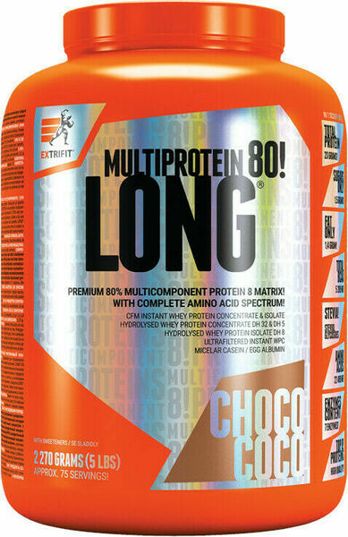 Extrifit Long 80 Multiprotein Čokoláda, Kokos 2270g porovnat ceny