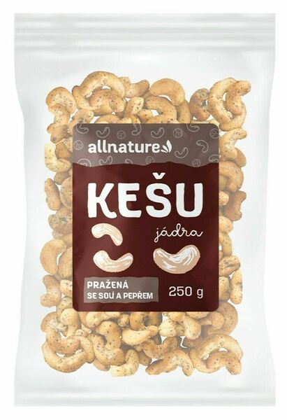 Allnature Kešu jádra pražená se solí a pepřem 250g porovnat ceny