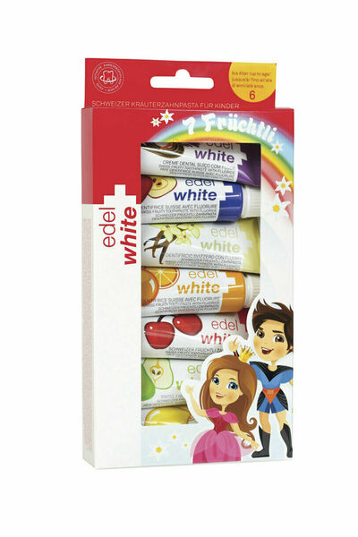 II. jakost Edel+White Ovocné zubní pasty pro děti 7 x 9.3 ml porovnat ceny