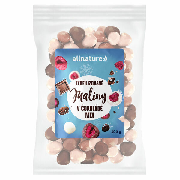 Allnature Mrazem sušené maliny, mix v mléčné, hořké a bílé čokoládě 100 g porovnat ceny