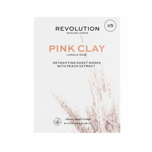 Revolution Skincare, Biodegradable Detoxifying Pink Clay Sheet Mask, sada 5ks porovnat ceny