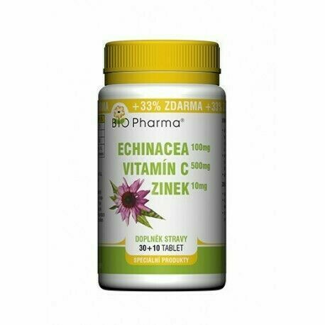 BIO Pharma Echinacea 100mg+VitamínC 500mg+Zinek10mg 30+10 tablet porovnat ceny