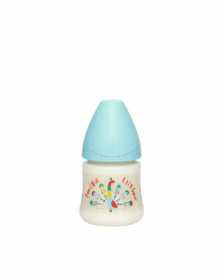 Suavinex Láhev Kulatá savička silikon - Modrý páv - 150ml porovnat ceny