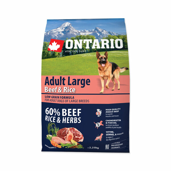 Ontario Adult Large Beef&Rice granule 2,25 kg porovnat ceny