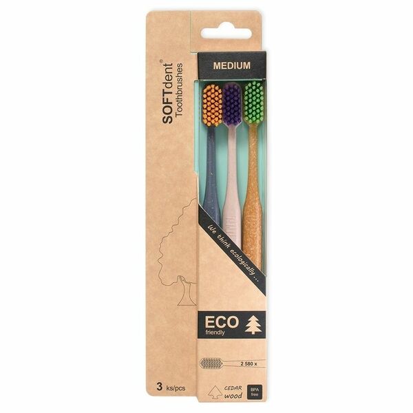 SOFTdent ECO medium zubní kartáček 3 ks porovnat ceny