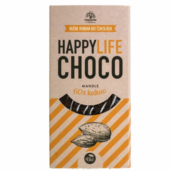 HAPPYLIFE Choco čokoláda 60% hořká s mandlemi 70 g BIO porovnat ceny