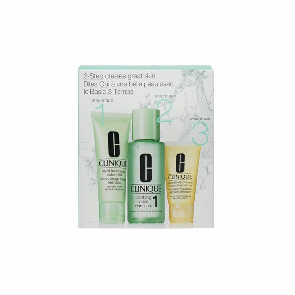 CLINIQUE 3-Step Skin Care čisticí voda 100 ml + čisticí mýdlo 50 ml + hydratační přípravek 30 ml porovnat ceny