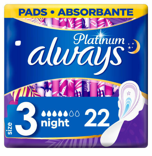 Always Platinum Night (Velikost 3) Hygienické Vložky S Křidélky 22ks porovnat ceny