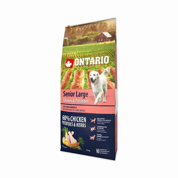 Ontario Senior Large Chicken&Potatoes granule 12 kg porovnat ceny