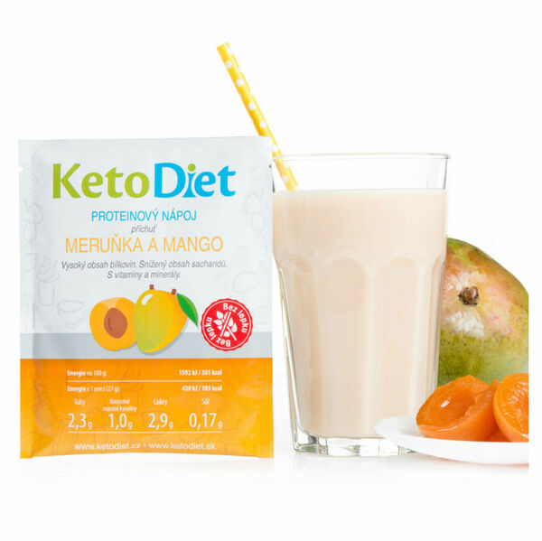 KETODIET Proteinový nápoj s příchutí meruňka a mango bez lepku 7 porcí porovnat ceny
