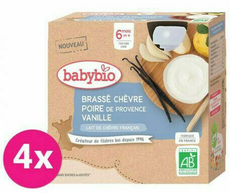 Babybio Svačinka z kozího mléka s hruškou a vanilkou 4x85g porovnat ceny