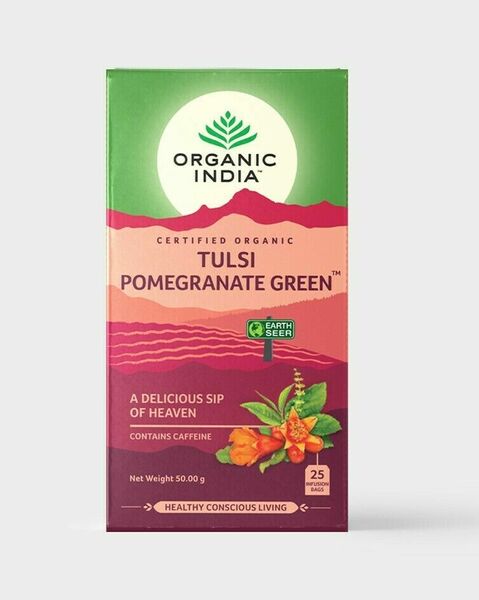 Organic India Tulsi s zeleným čajem a granátovým jablkem BIO 25 sáčků porovnat ceny