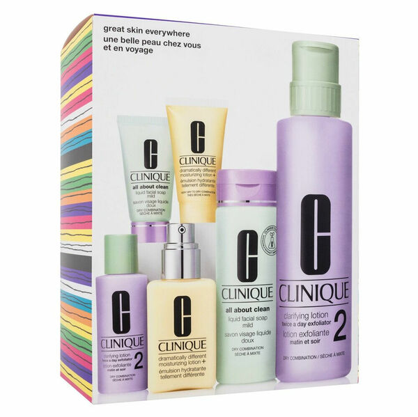 CLINIQUE Great Skin Everywhere Pleťové mléko 125 ml/30 ml + pleťové mýdlo 200 ml/30 ml + pleťové tonikum 487 ml/60ml Dárkové balení porovnat ceny
