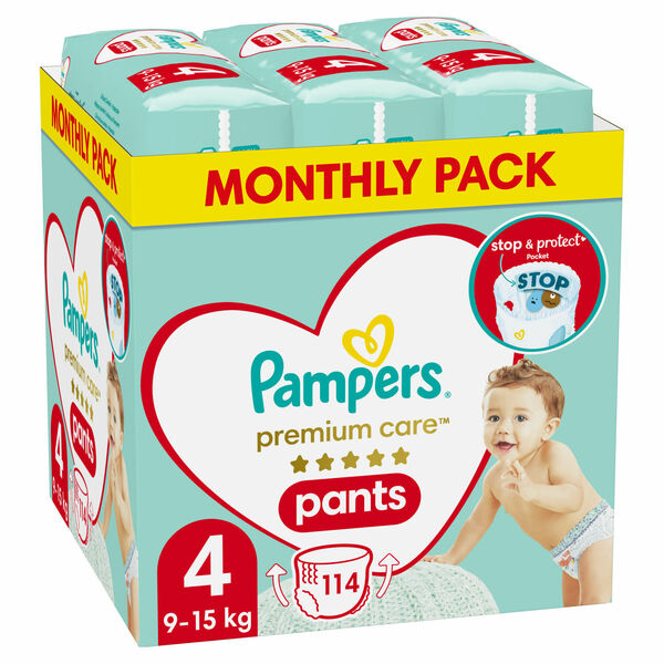 II. jakost Pampers Premium Care Pants Plenkové kalhotky vel. 4, 9-15 kg, 114 ks porovnat ceny