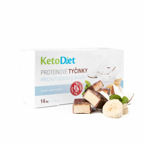 KETODIET Proteinové tyčinky příchuť kokos - banán 14 kusů porovnat ceny
