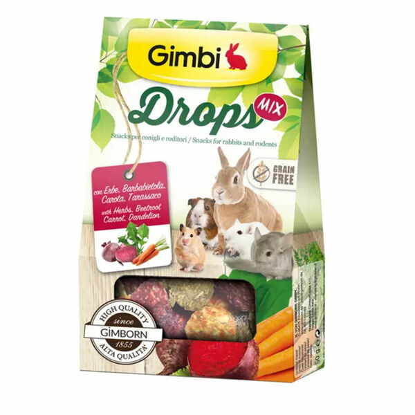 GIMBI Drops Grain Free pro hlodavce mix 50 g porovnat ceny