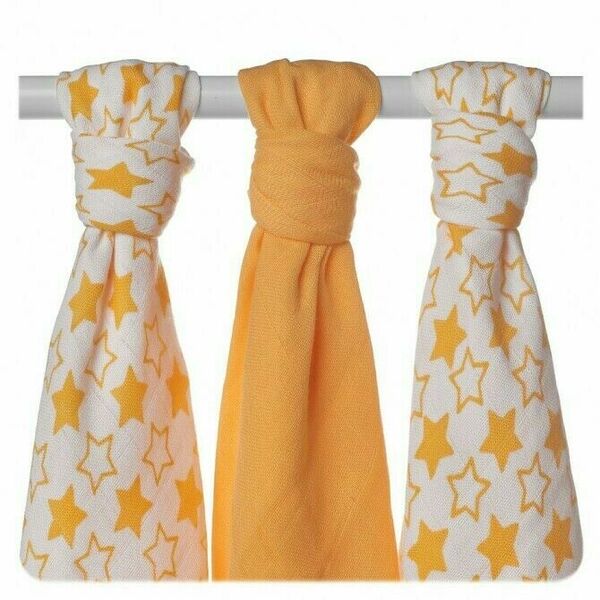 XKKO Bambusové pleny BMB Little Stars Orange MIX 70x70, 3ks porovnat ceny